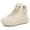Beige, variant on Women's Fashion Platform High Top Sneakers Casual Lace Up Canvas Shoes Comfortable Daily Walking Shoes For Women