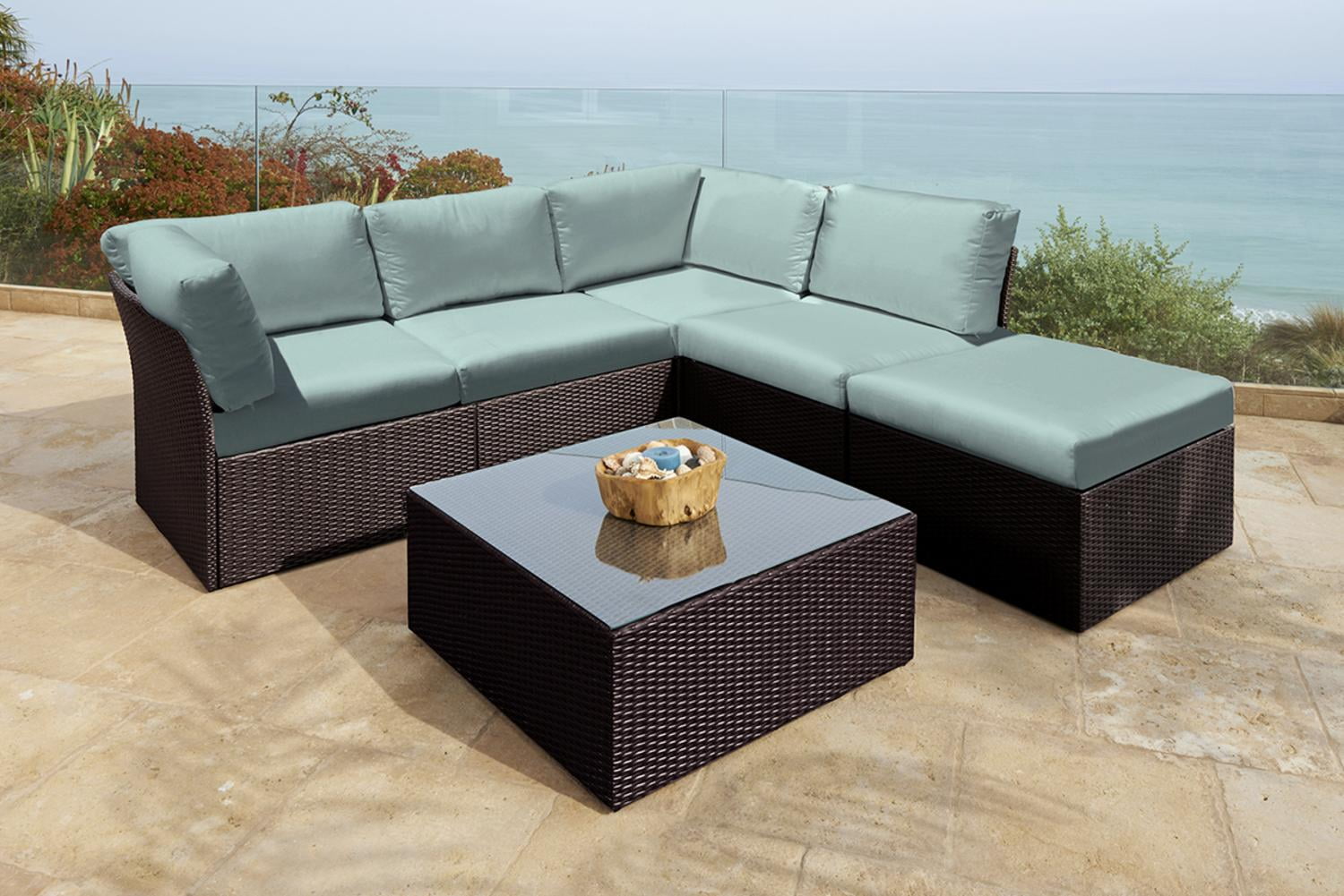 6 Pc Newport Jacobean Resin Wicker Outdoor Furniture Sectional within Fantastic Shoprite 4 Piece Wicker Sectional Sofa Set – the top reference