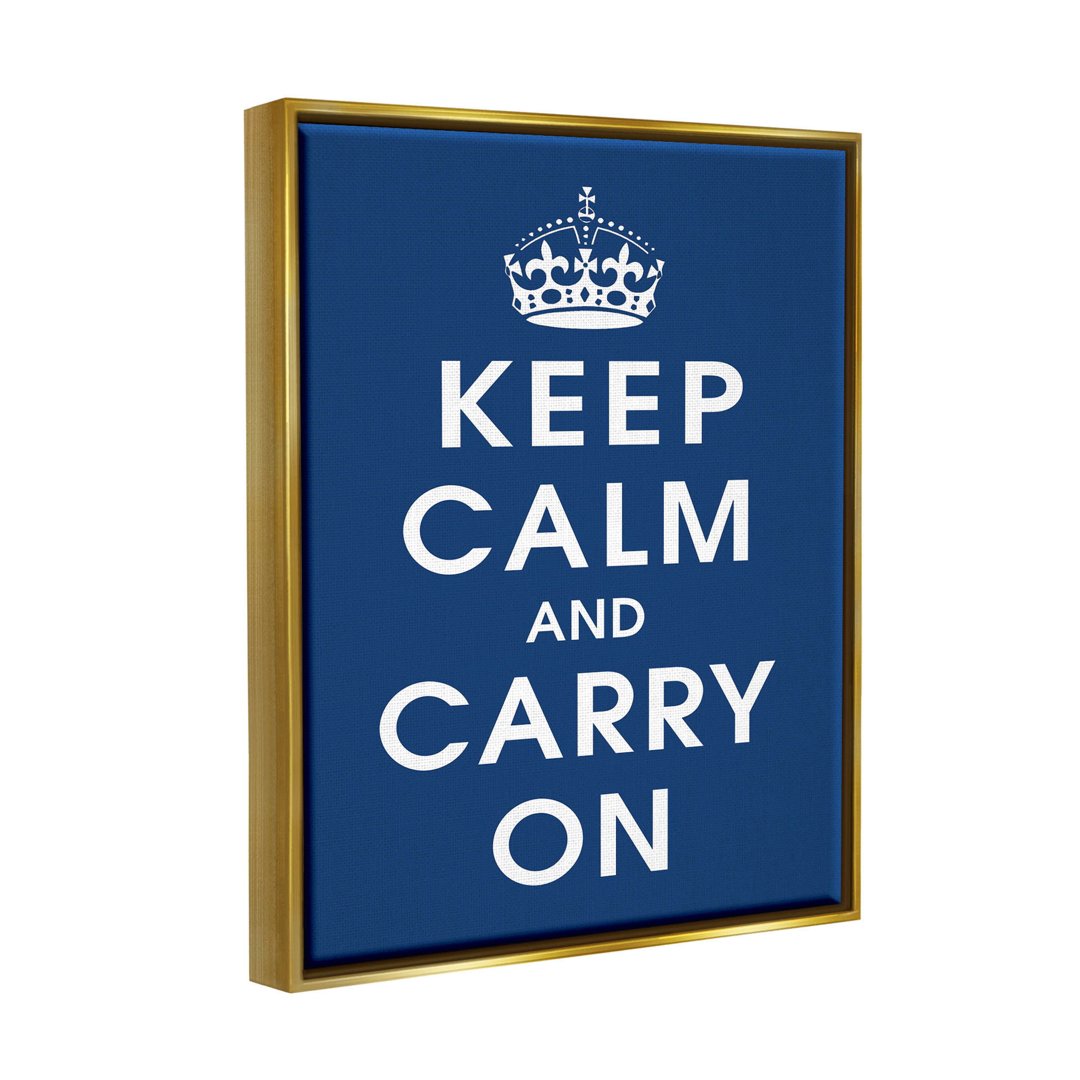 Keep Calm And Carry On Crown Inspirational Graphic Art Metallic Gold Framed Art Print Wall Art