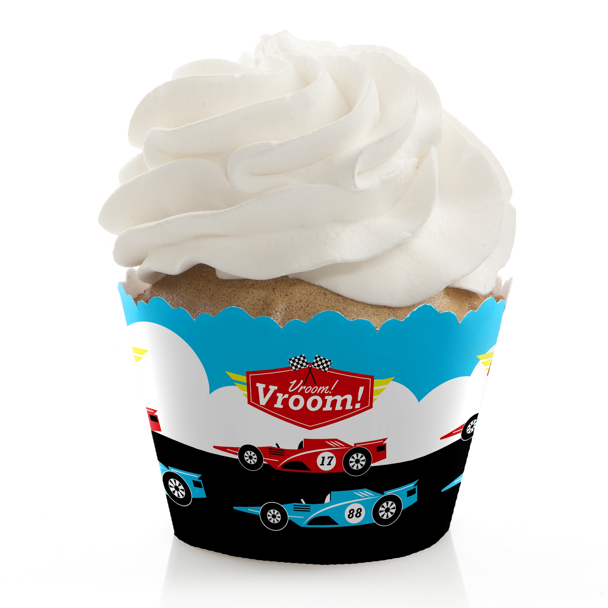 Let’s Go Racing Racecar Baby Shower or Race Car Birthday Party Cupcake Wrappers Set of 12