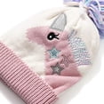 thumbnail image 4 of Gorro bordado para niños Brillar conjunto de guantes gorro de invierno con pompón gorro de ganchillo de punto suave y cálido Talla única, 4 of 5