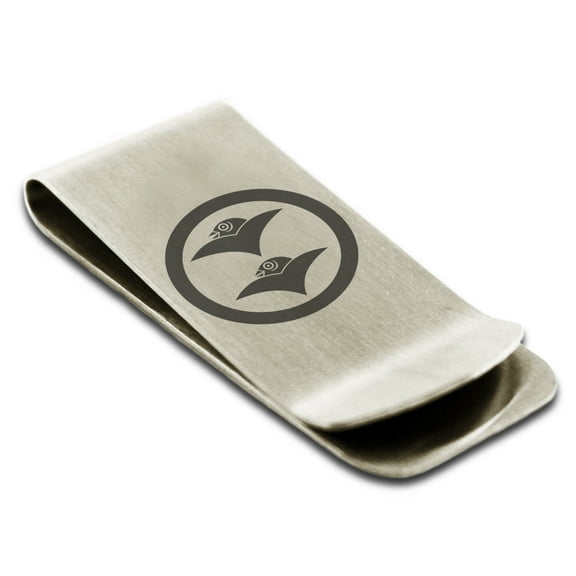 Stainless Steel Shibata Samurai Crest Engraved Money Clip Credit Card Holder