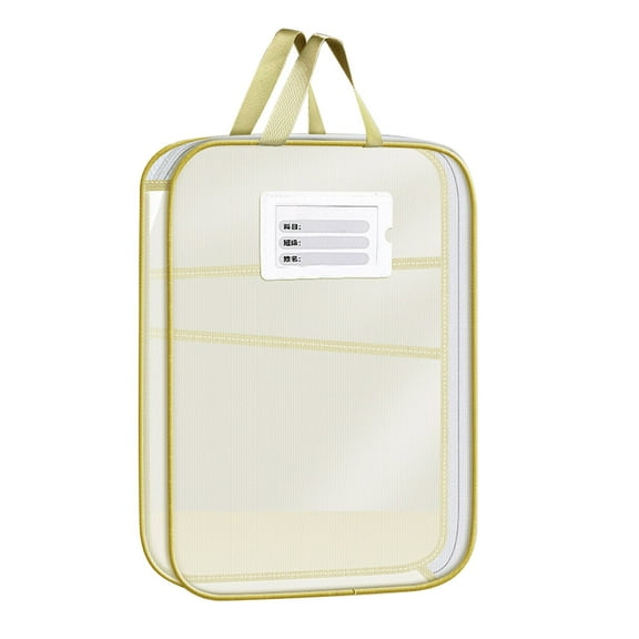 Sylvtty Mesh Zipper Pouch File Bag A4 Letter Size 3-Layer Transparent File Bag with Handle Document Organizer for School Travel Office