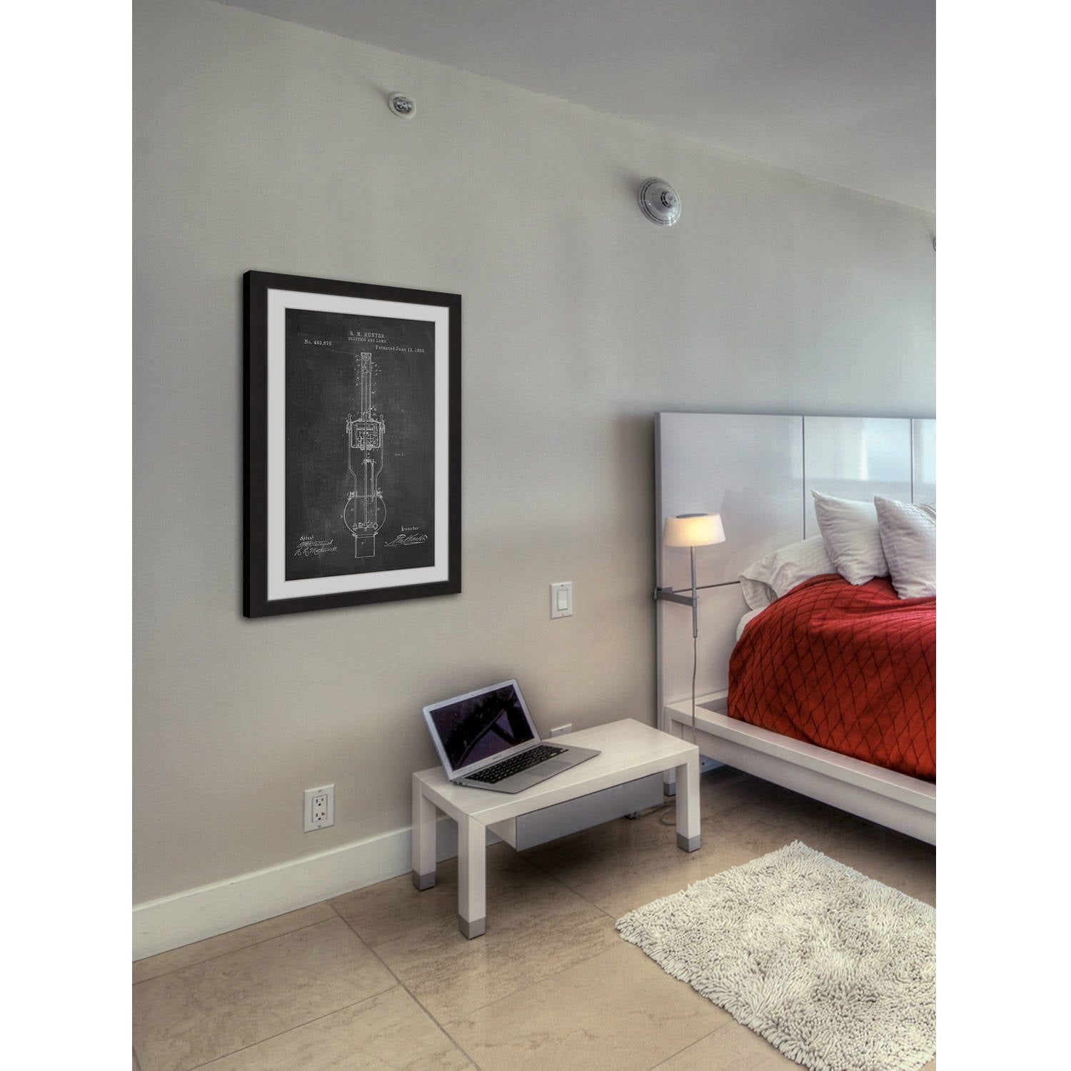 "Arc Lamp 1893 Chalk" Framed Painting Art Print, 12" x 1.5"