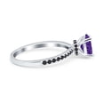 thumbnail image 2 of Accent Art Deco Wedding Ring Black Simulated Amethyst CZ 925 Sterling Silver Size 6, 2 of 5