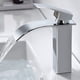 thumbnail image 1 of Grifo de baño en cascada moderno, grifo de lavabo en cascada de diseño elegante, grifo mezclador de baño de latón, agua fría y caliente disponible, grifo en cascada cromado G 3/8, 1 of 5