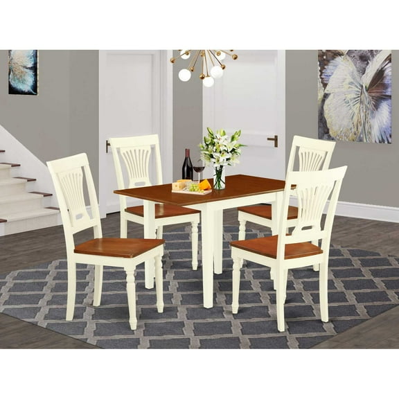 East West Furniture Dining Room Set Buttermilk & Cherry, NDPL5-WHI-W