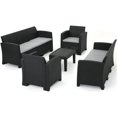 thumbnail image 1 of Noble House Jacksonville 5-Pc Charcoal Faux Wicker Chat Set Light Grey Cushions, 1 of 28