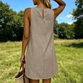 thumbnail image 4 of Ayolanni Crew Neck Summer Dresses for Women Solid Sleeveless Casual Midi Tank Dress Vacation Soft Above Knee Cotton Linen Beach Sundress Yellow L, 4 of 9