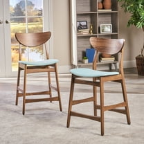 Noble House Gillian Indoor Fabric Upholstered Counter Stool, Set of 2, Mint