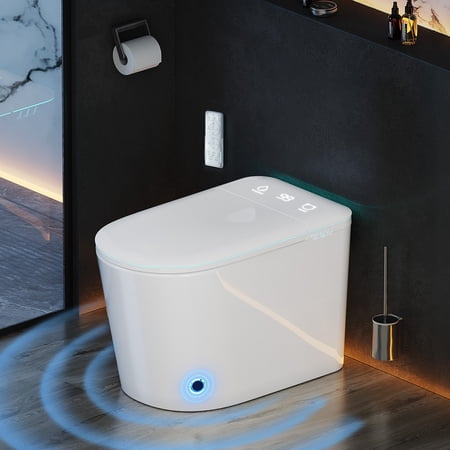 Smart Bidet Toilet Seat with Auto Open/Close Lid, Auto Flush, Heated Seat, Instant Warm Water, Rear/Feminine/Mobile Wash, UV Sterilization, Warm Air Dryer, Night Light, Foot Sensor Flush, Child Mode,