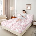 thumbnail image 4 of Manfei Cherry Blossom 4 Pieces Queen Sheet Sets,Japanese Flower Ultra Soft Flat Sheet,Pink White Queen Fitted Sheet,Breathable Floral Bedroom Decorative, 4 of 7