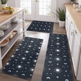 thumbnail image 2 of Dark Blue Sun Moon Star Pattern Kitchen Rugs Sets Of 3,Kitchen Runner Rugs Non Skid Washable,Decorative Kitchen Floor Mats for Kitchen,Sink,Laundry,17"x30"+ 17"x47" + 17"x59", 2 of 6