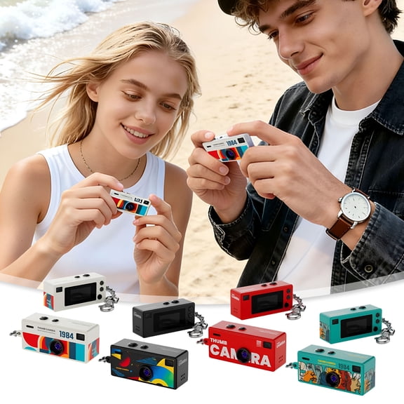 GJX Mini Keychain Digital Camera,Retro Portable Thumb Camera,1080P HD,Mini Digital Camera for Travel and Vlog,Pocket Video Recorder,USB-C Charging,Valentines Day Gifts,White,1 Pack