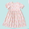 thumbnail image 2 of IFNWSV Girls Summer Dresses Short Puff Sleeve Floral Print A Line Casual Thin and Breathable Cotton Dress Pink 13-14 Years, 2 of 5
