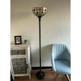 thumbnail image 4 of Enjoy D�cor Lamps Torch Floor Lamp, 1-Light, Tiffany, Peacock Tail, Crystal Beans, Bronze, Gold Glass Bowl, 4 of 5