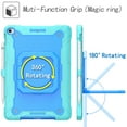 thumbnail image 3 of iPad 10.2-inch 2020/2019 Case with Soft Screen Protector, Dteck 3 in 1 Hybrid Rugged Shockproof Handle Kickstand Case with Shoulder Strap for iPad 8th Gen/iPad 7th Gen,Mint+Blue, 3 of 8