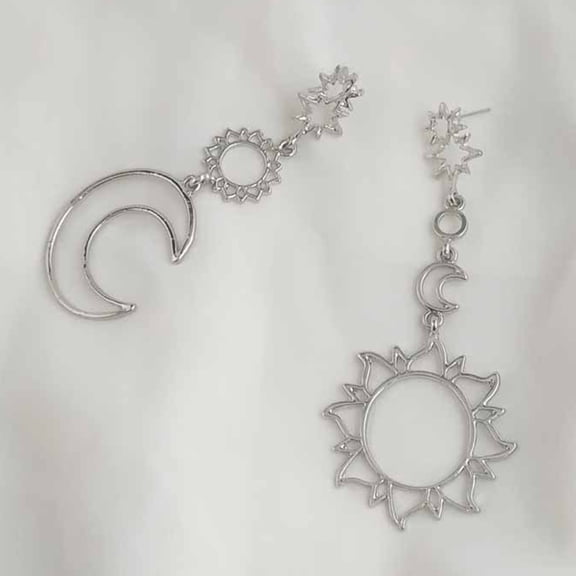 Ayyufe Bohemia Hollow Star Sun Moon Long Dangle Women Stud Earrings Ear