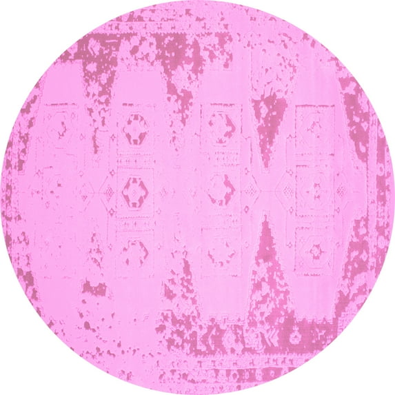 Ahgly Company Indoor Round Abstract Pink Contemporary Area Rugs, 8' Round