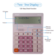 Calculators Desktop, Desk Calculator with Large 2 Line Display, Talking Basic Calculator with Big Button & Adjustable Volume, 4 Function Calculators for Business, Students, Office Supplies(Pink)