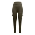 thumbnail image 4 of Women High Waist Cargo Leggings Seamless Workout Leggings Tummy Control Yoga Pants with Pocket Gyujnb,Size:S, 4 of 5