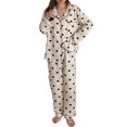 thumbnail image 3 of Long Sleeve Pajama Set Milk Fiber Breathable Cute Soft Button Down Sleepwear for Women, 3 of 7