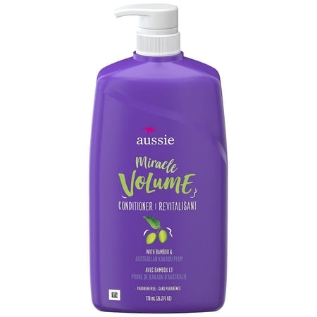 Aussie Miracle Volume with Plum & Bamboo, Paraben Free Conditioner 26.2 fl oz Pack of 2