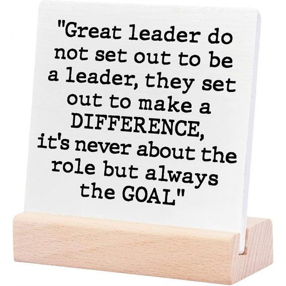 Ceramic Sign 4x4Inch Leader Thank You Appreciation Gifts They Set Out To Make A Difference Leader Retirement Farewell Going Away New Job Leaving Gift For Boss Mentor Plaque Sign with Wood Stand