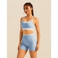 thumbnail image 4 of IBTOM CASTLE Double Layer Workout Sets for Women 2 Piece Sports Bra High Waist Biker Shorts with Pocket Yoga Pialtes Outfits S Blue, 4 of 7