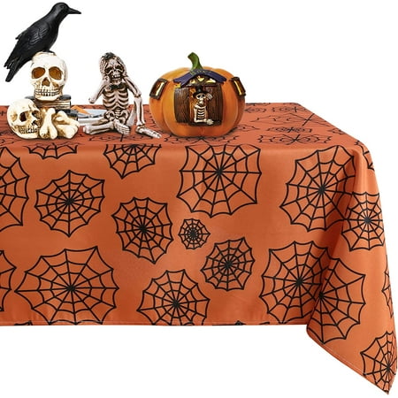 

aoselan Halloween Tablecloth Rectangle - 60x84 inch Spider Web Table Cloth Washable Wrinkle Resistant Decorative Table Cover for Holiday Dinner Party Banquet Dining Table