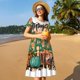 thumbnail image 4 of Disketp Happy Fall Y'All para Vestido de Manga Corta para Mujeres, Vestidos de Verano para Mujeres, Casual y Holgado para la Playa, 4 of 6