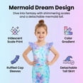 thumbnail image 4 of Girls Two Piece Fish Tail Skirt Swimwear Set Cosplay Swimsuit Color Gradient Scale Print Swim Top with Lotus Bud and Skirt Set for Kids Girls 3-8 Years, 4 of 9