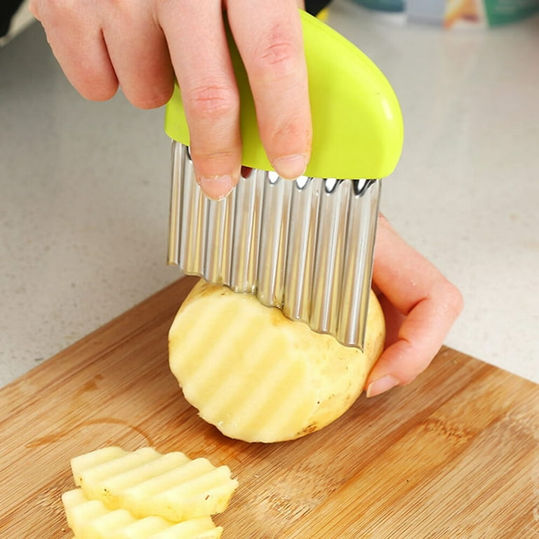 Mouind Creative Kitchen Multi-functional Stainless Steel Cut Potato Shredder Wave Knife Potato Cut Ripple Potato Chip Cutter Vegetable Cutter Yam
