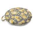 thumbnail image 1 of Flower Round Floor Cushion with Handle, Hydrangea Chrysanthemum Hortensia Pattern Countryside Old Style Illustration, Pillow for Living Room & Dorms, 18" Round, Yellow Grey Green, by Ambesonne, 1 of 4