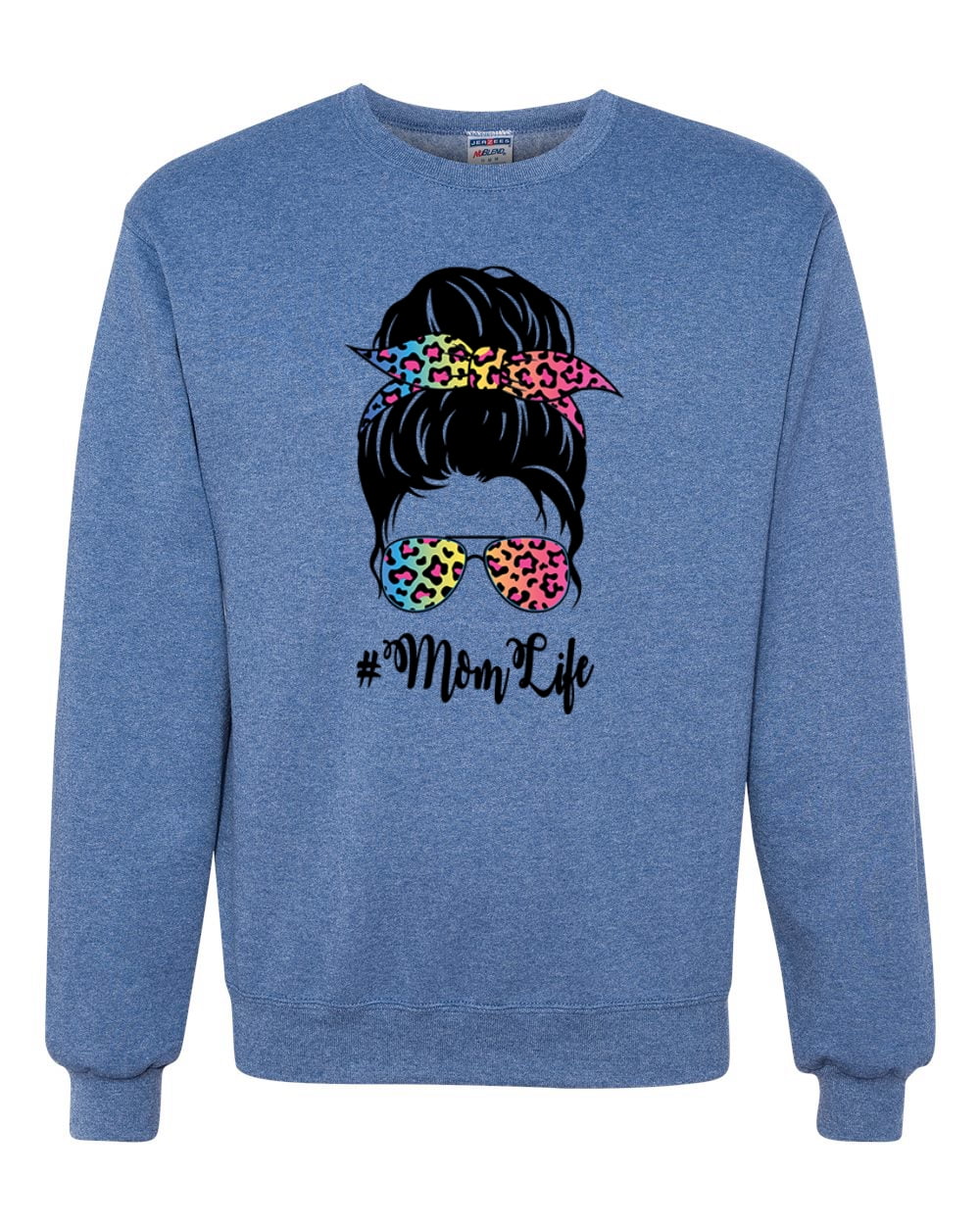 Mom Life Messy Hair Bun | Tie Dye Leopard Print Bandana | Funny Mother's  Day Mother's Day Unisex Crewneck Sweatshirt, Vintage Heather Blue, XL -  Walmart.com