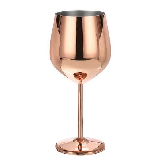Unbreakable Stemmed Champagne Glasses, 500ml/18 OZ Red Wine Glass Metal Stemmed Shatter Proof Champagne Flutes，Rose Gold
