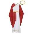 thumbnail image 4 of iiniim Women Chiffon Ancient Toga Costume Grecian Toga Dress Roman Dress with Gold Leaves Garland Headwear Burgundy L, 4 of 7