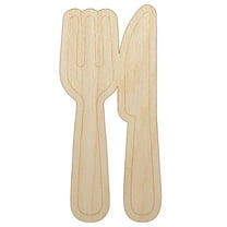 Fork and Knife Solid Silhouette Wood Shape Unfinished Piece Cutout Craft DIY Projects - 4.70 Inch Size - 1/8 Inch Thick