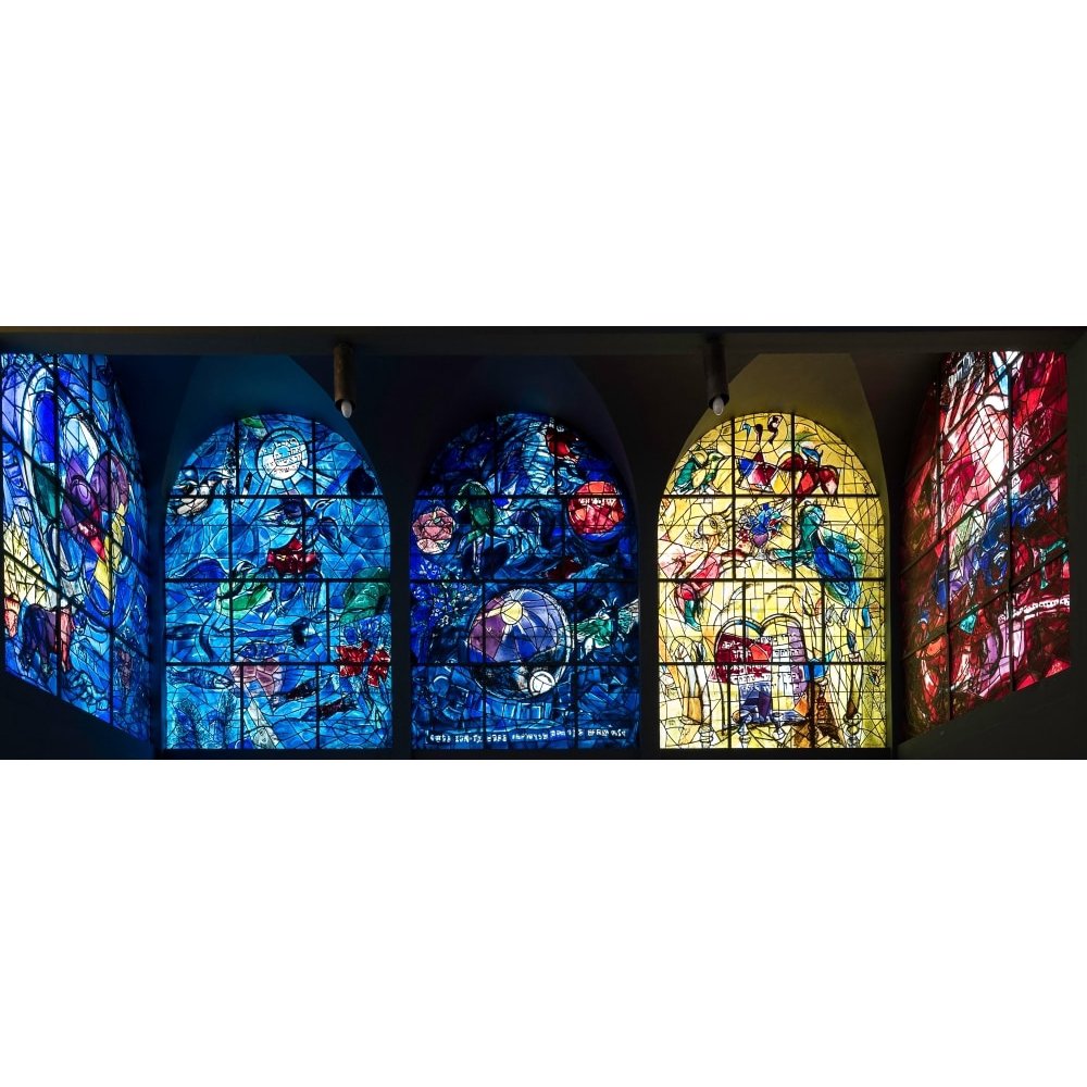 Stained glass Chagall Windows at Hadassah Medical Centre, Jerusalem