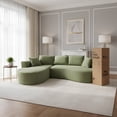 thumbnail image 1 of Sala Modular en Forma de L de 3 Plazas con Diseño Curvo | Chloe Verde | Tapizado en Tela Suave y Resistente con Cojines Decorativos, 1 of 9