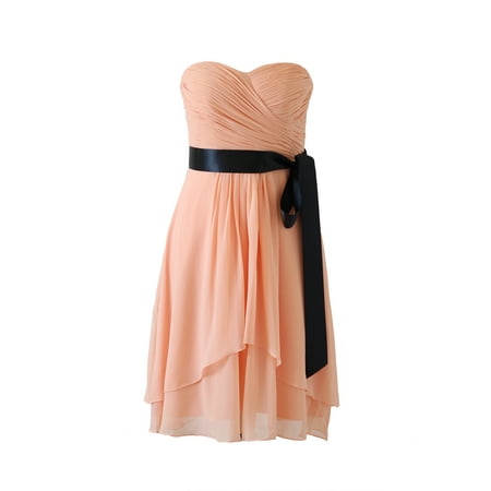 Faship Womens Elegant Pleated Sweetheart Neckline Short Formal Dress Peach - (Best Spanx For Short Dress)