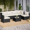 thumbnail image 2 of LAUSAINT HOME 7 Pieces Patio Conversation Set, Outdoor Sectionals with 6 Chairs and 1 Coffee Table, Beige Cushions, 2 of 7