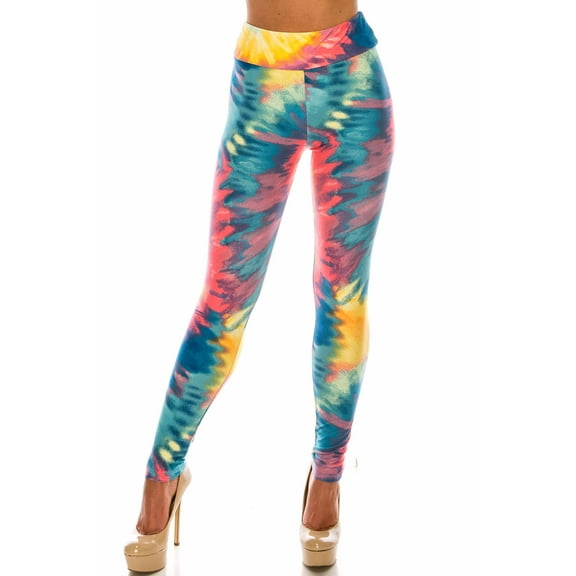 Buttery Soft Multi-Color-Bold Tie Dye High Waisted Leggings (One Size Regular,Multi Color Bold)