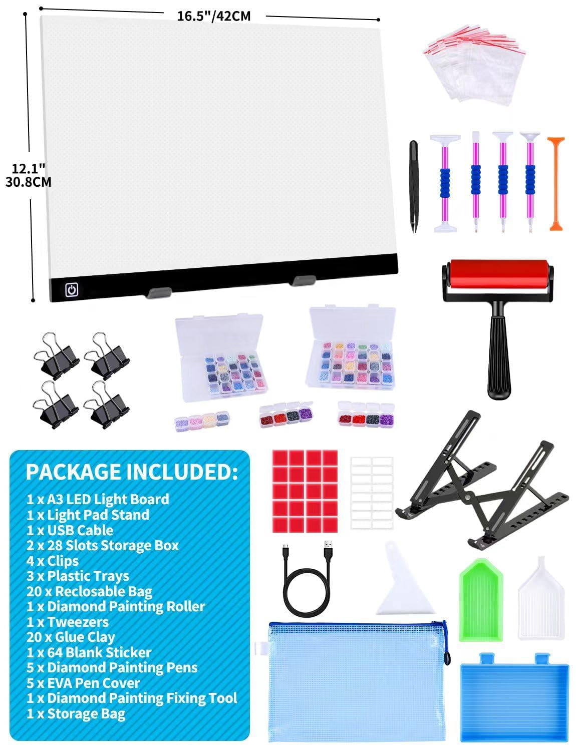 02-A3 Light Pad Kit A3 LED Art Craft Tracing Board with Accessories