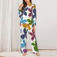 thumbnail image 3 of Disketp Pajamas Set Long Sleeve Sleepwear Womens Button Down Nightwear Pj Sets-Colorful Butterflies, 3 of 9
