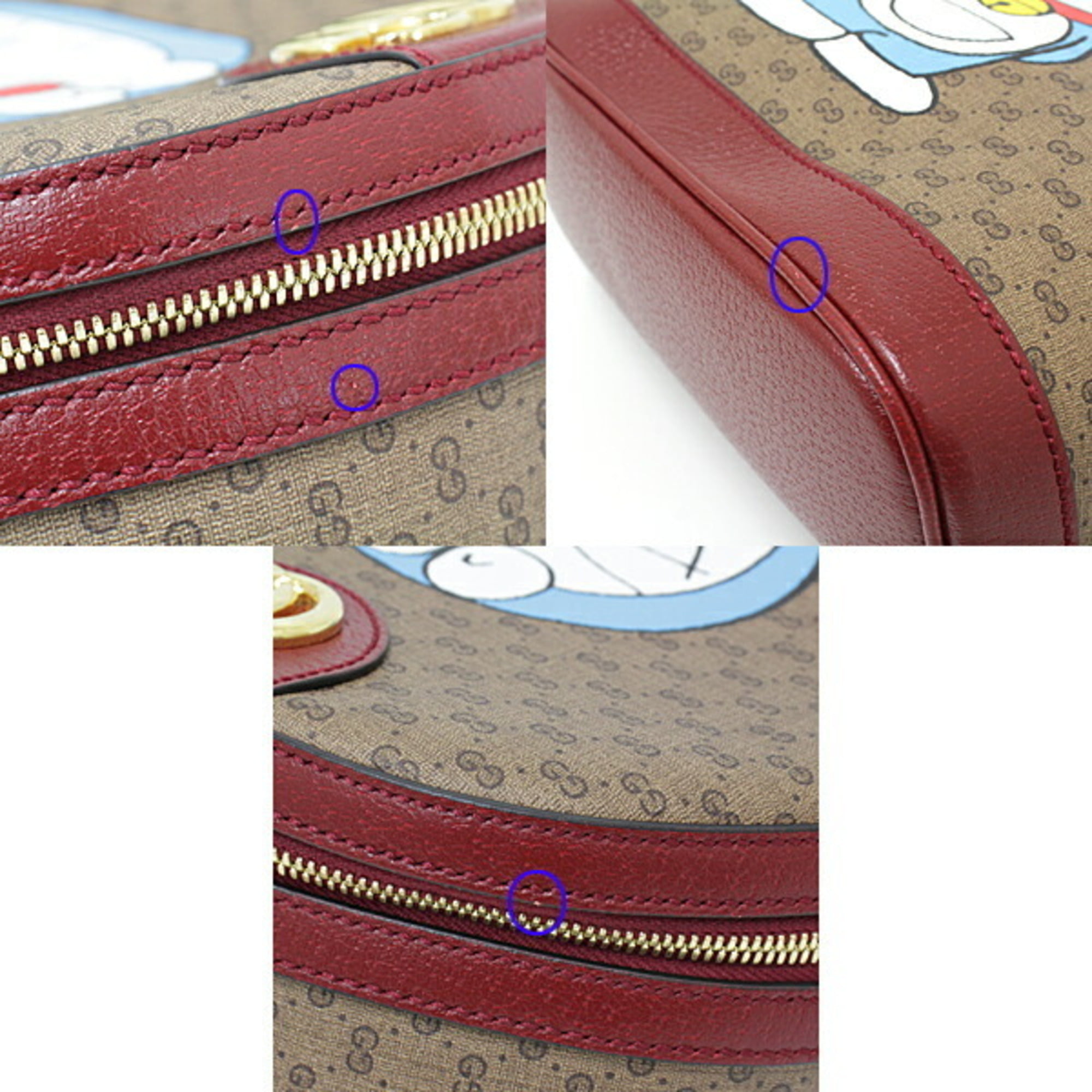 GUCCI 647816 GG Supreme Doraemon x GUCCI Small Backpack PVC/Leather Beige x  Red