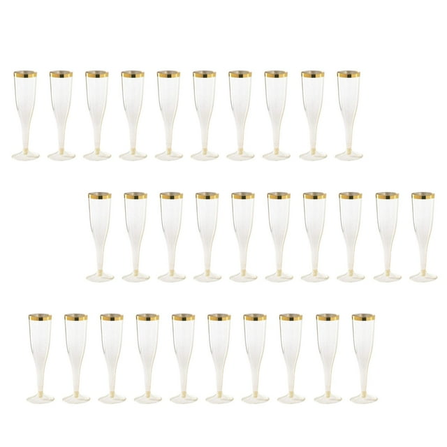 Paquete de 30 copas, , clásicas, premium, , copas de champán, plástico desechable para suministros de , Oro