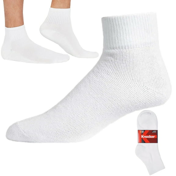 4 Pairs Men Running Socks Athletic Sports Ankle Quarter Crew Comfort White 10-13