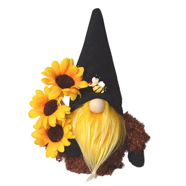 Decoración Gnomo de girasoles de peluche, adornos de muñeca Tomte enano elfo sin rostro (negro) Tmvgtek Original