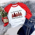 thumbnail image 2 of Camiseta de Navidad para mujer, temporada festiva, regalo para amantes, camiseta de manga larga, camiseta con costuras a juego de colores para mujer Pompotops  gfhjh4617, 2 of 7